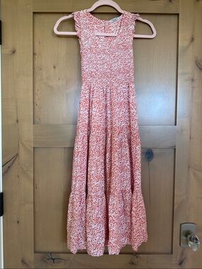 Joyous and Free Smocked Red Floral midi dress